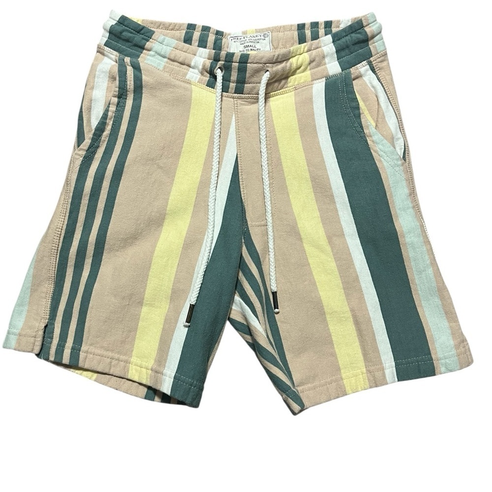 Free Planet Sustainable Striped Men's Athletic Sweat Shorts Size Small Summer